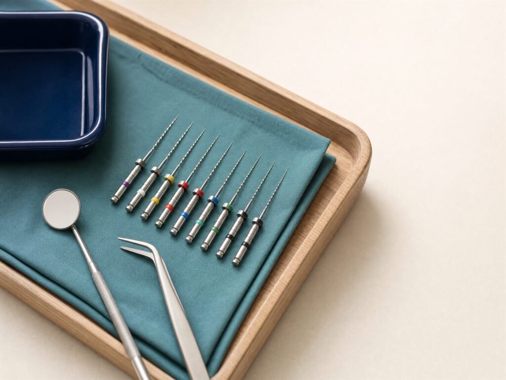 Kanal tedavisinde kullanılan steril endodontik el aletleri